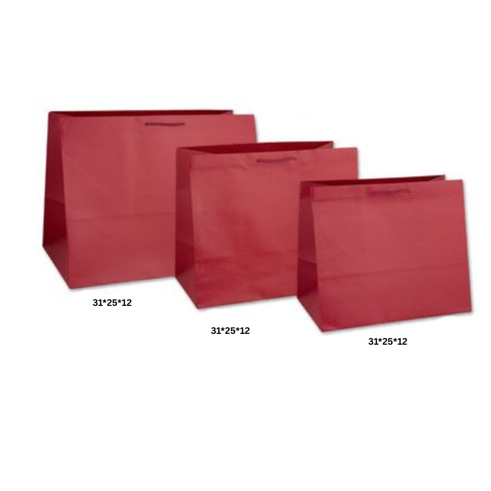 Τσάντα Χειροποίητη με Κορδόνι, Βουργουνδίας, Ανάγλυφο, 20 τμχ - Ματ Πλαστικοποίση